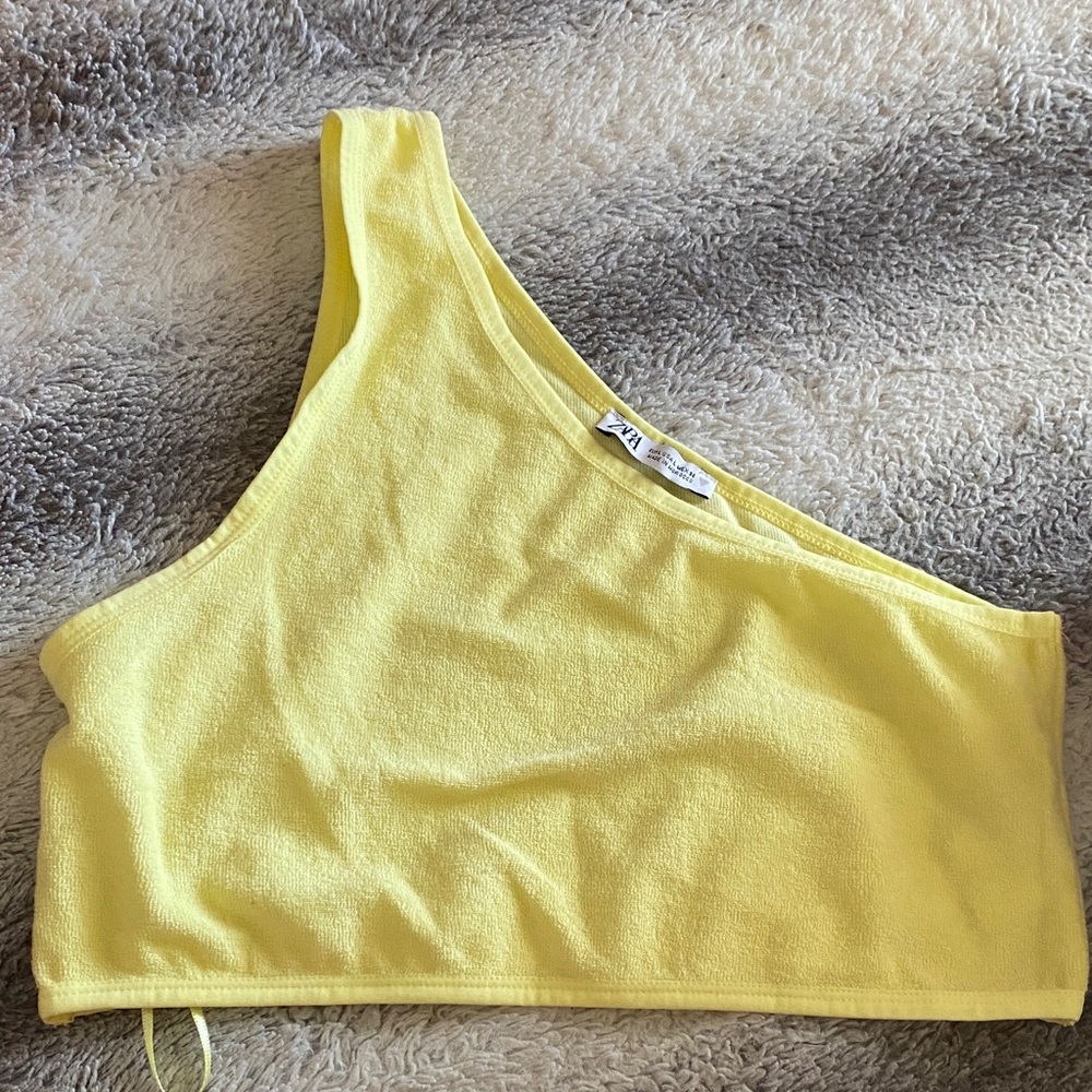 4/$30 One-Shoulder Yellow Crop Top